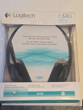 Logitech h340 Wired USB Headset - Black Bnib